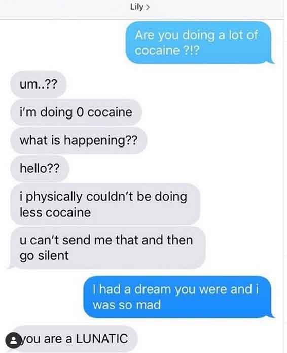 Lily and her mother text from Instagram